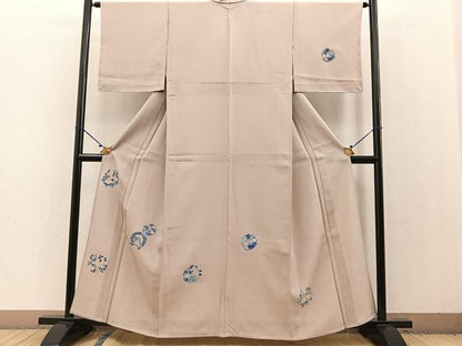 平和屋着物▽訪問着 単衣 手描き 花丸文 正絹 逸品 未使用 BAAT0618yc