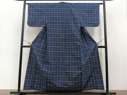平和屋着物▽上質な紬 単衣 琉球絣文様 正絹 逸品 BAAT0619yc
