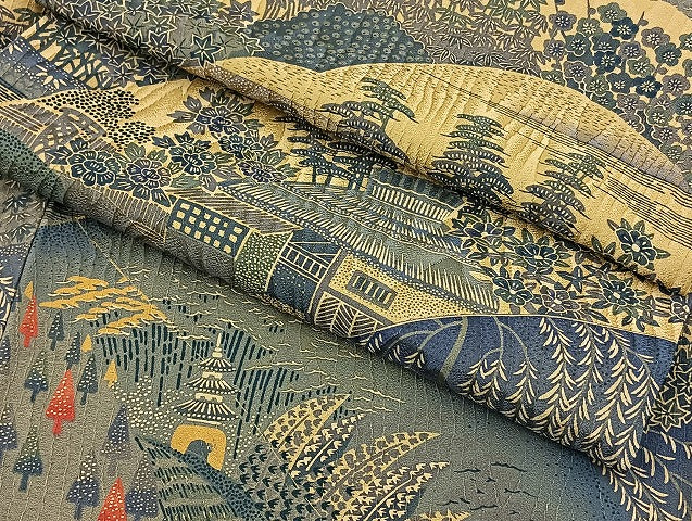 平和屋着物▽上質な小紋 単衣 風景文 正絹 逸品 BAAT0404yt