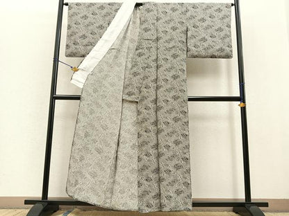 平和屋着物▽上質な小紋 単衣 牡丹花文 正絹 逸品 BAAT0417yt