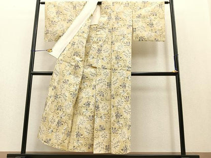 平和屋着物▽上質な紬 単衣 乱菊 正絹 逸品 未使用 BAAT0412yt