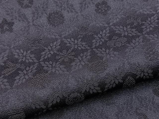 平和屋着物▽上質な色無地　単衣　七宝地紋　藍鉄色　正絹　逸品　未使用　BAAT0423yt