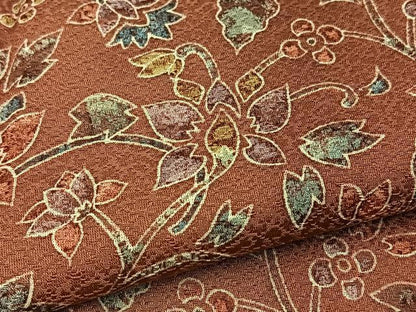 平和屋着物▽上質な小紋 単衣 更紗花唐草文 暈し染め 正絹 逸品 BAAT0434yt