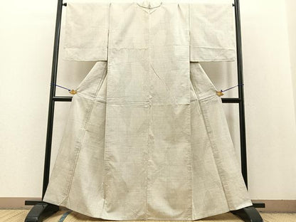 平和屋着物▽本場大島紬　単衣　白大島　9マルキ　140亀甲　吉祥文　正絹　逸品　BAAT0431yt