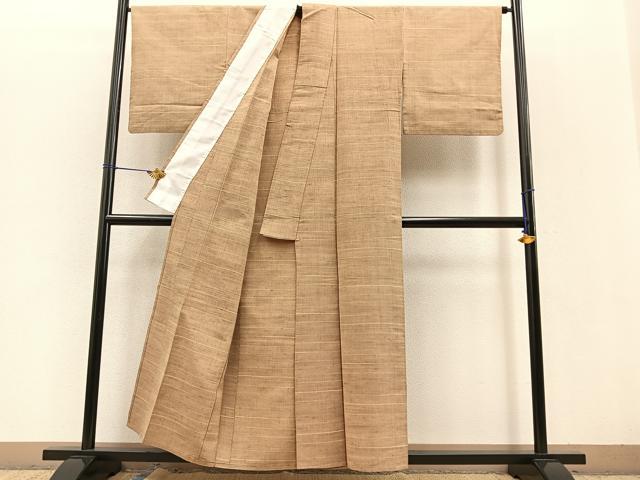 平和屋着物▽上質な紬 単衣 霞文 正絹 逸品 BAAT0440yt