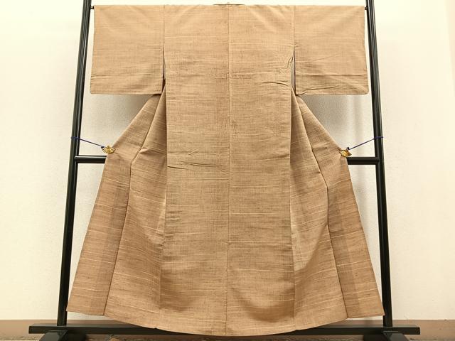 平和屋着物▽上質な紬 単衣 霞文 正絹 逸品 BAAT0440yt