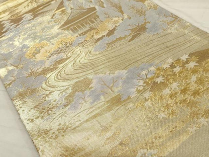 平和屋着物◎六通柄袋帯 都つづれ 風景文 金糸 正絹 逸品 CAAR9010id