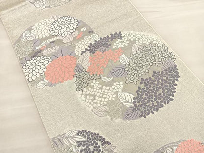平和屋着物◎菊丸文　九百錦プラチナ箔　六通柄袋帯　唐織　　正絹　逸品　BAAT0448yt