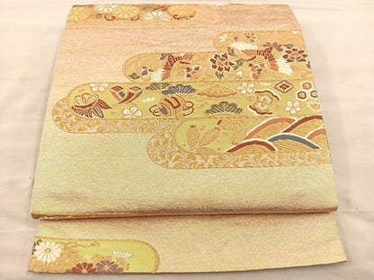 平和屋着物◎六通柄袋帯　鳳凰宝尽くし文　金糸　正絹　逸品　BAAT0446yt