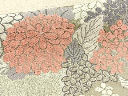 平和屋着物◎菊丸文　九百錦プラチナ箔　六通柄袋帯　唐織　　正絹　逸品　BAAT0448yt