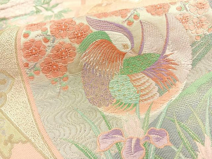 平和屋着物◎六通柄袋帯 唐織 寿鳥丸文 金銀糸 正絹 逸品 BAAT0454yt