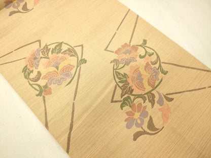 平和屋着物◎六通柄袋帯 更紗花文 正絹 逸品 CAAS7631ua