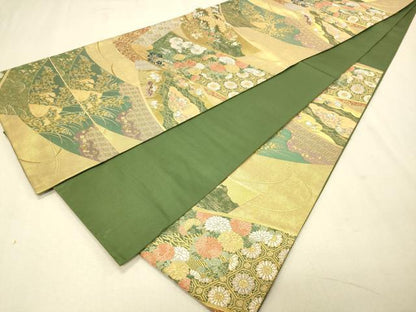 平和屋着物◎六通柄袋帯 吉祥花文 金糸 引箔 正絹 逸品 CAAS7650ua