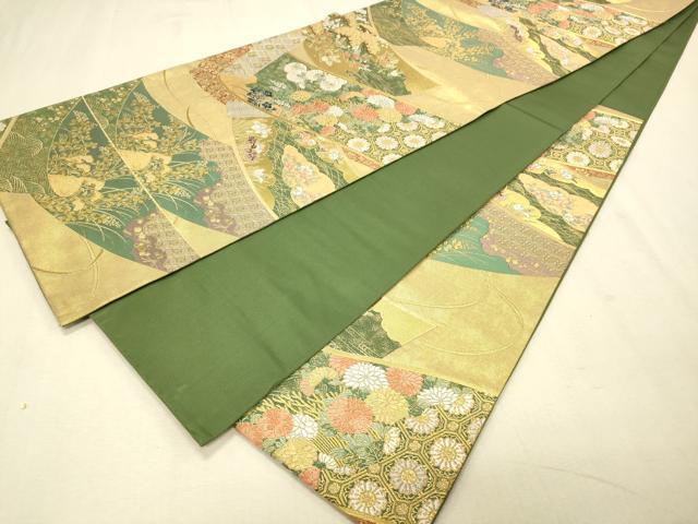 平和屋着物◎六通柄袋帯 吉祥花文 金糸 引箔 正絹 逸品 CAAS7650ua