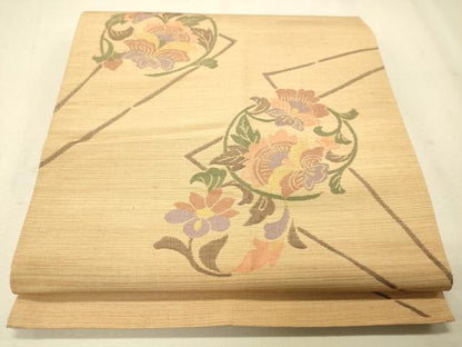 平和屋着物◎六通柄袋帯 更紗花文 正絹 逸品 CAAS7631ua