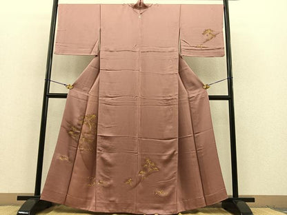 平和屋着物▽訪問着 単衣 浜松文 竹屋町刺繍 金彩 正絹 逸品 BAAT1105hv