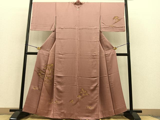 平和屋着物▽訪問着 単衣 浜松文 竹屋町刺繍 金彩 正絹 逸品 BAAT1105hv