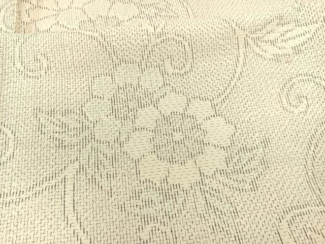 平和屋着物▽上質な紬 単衣 花唐草文 正絹 逸品 BAAT1110hv