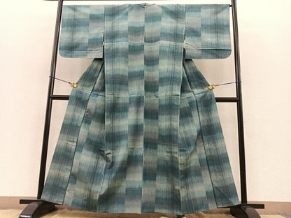 平和屋着物▽上質な紬 単衣 絣間道 正絹 逸品 BAAT1116hv