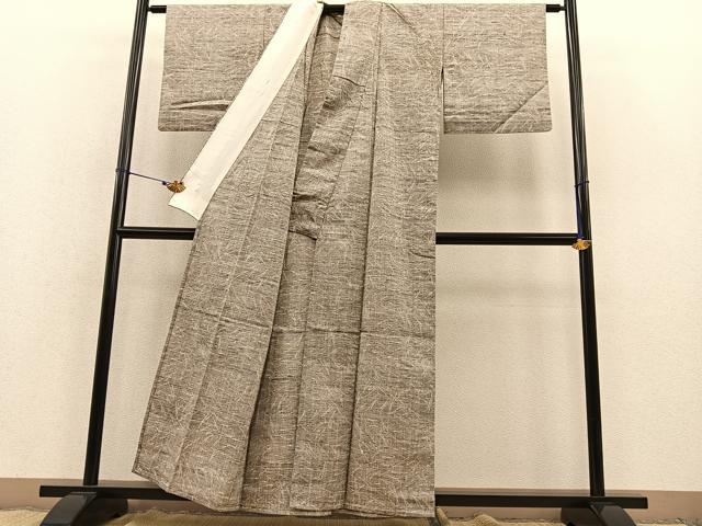 平和屋着物▽上質な紬　単衣　こぼれ松葉　正絹　逸品　BAAT1137hv