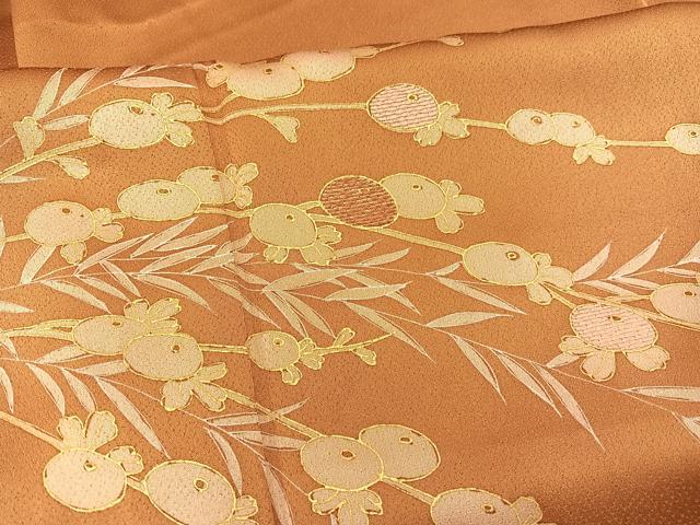 平和屋着物▽訪問着 単衣 刺繍 万寿菊 金彩 正絹 逸品 BAAT1130hv