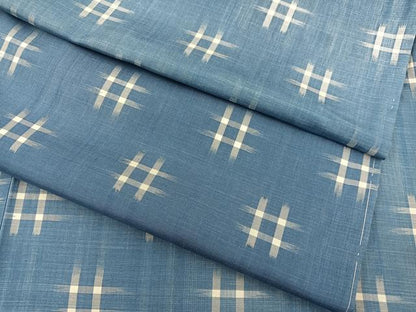 平和屋着物▽上質な紬　単衣　井桁絣　正絹　逸品　BAAT1128hv