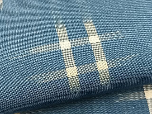 平和屋着物▽上質な紬　単衣　井桁絣　正絹　逸品　BAAT1128hv