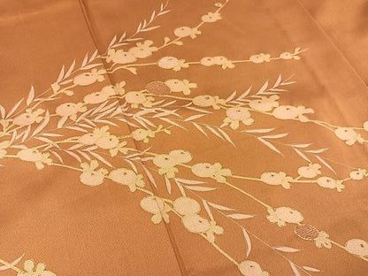 平和屋着物▽訪問着 単衣 刺繍 万寿菊 金彩 正絹 逸品 BAAT1130hv