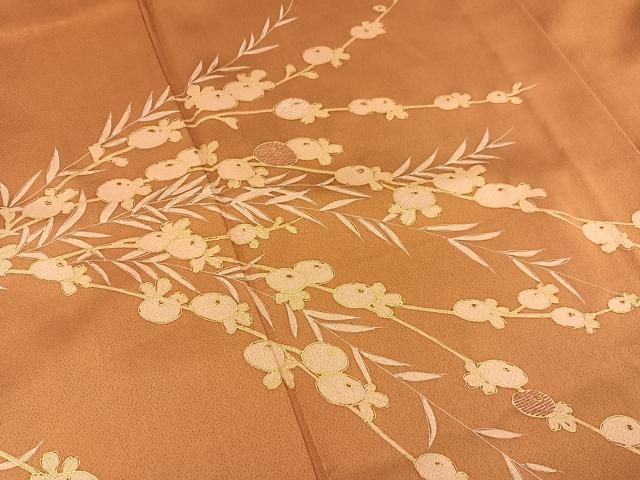 平和屋着物▽訪問着 単衣 刺繍 万寿菊 金彩 正絹 逸品 BAAT1130hv