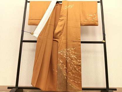 平和屋着物▽訪問着 単衣 刺繍 万寿菊 金彩 正絹 逸品 BAAT1130hv