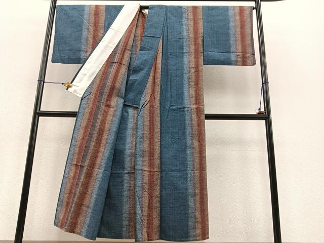 平和屋着物▽上質な紬 単衣 間道 正絹 逸品 BAAT1124hv