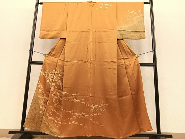 平和屋着物▽訪問着 単衣 刺繍 万寿菊 金彩 正絹 逸品 BAAT1130hv