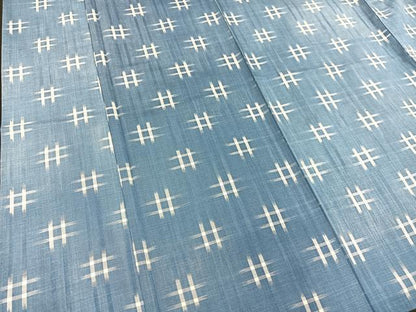 平和屋着物▽上質な紬　単衣　井桁絣　正絹　逸品　BAAT1128hv