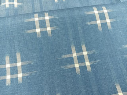 平和屋着物▽上質な紬　単衣　井桁絣　正絹　逸品　BAAT1128hv