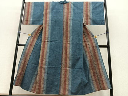 平和屋着物▽上質な紬 単衣 間道 正絹 逸品 BAAT1124hv