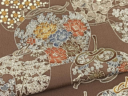 平和屋着物▽上質な小紋 単衣 仕覆花文 正絹 逸品 BAAT1149hv