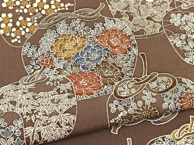 平和屋着物▽上質な小紋 単衣 仕覆花文 正絹 逸品 BAAT1149hv