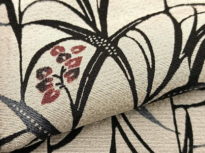 平和屋着物▽上質な小紋 単衣 草花文 正絹 逸品 BAAT1140hv