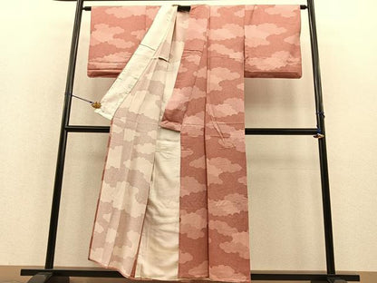 平和屋着物▽江戸小紋 単衣 青海波 瑞雲 正絹 逸品 BAAT1144hv