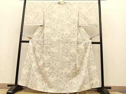 平和屋着物▽本塩沢 単衣 雲取り花文 正絹 逸品 未使用 BAAT1139hv