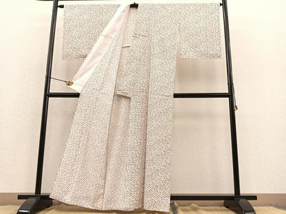 平和屋着物▽小紋　単衣　花つなぎ　洗える着物　未使用　BAAT1161hv
