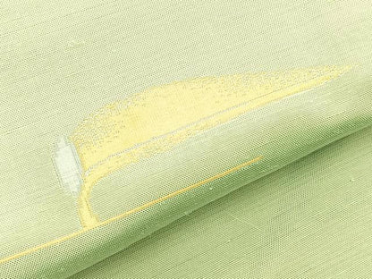 平和屋着物▽上質な紬　単衣　枝葉文　正絹　逸品　BAAT1165hv
