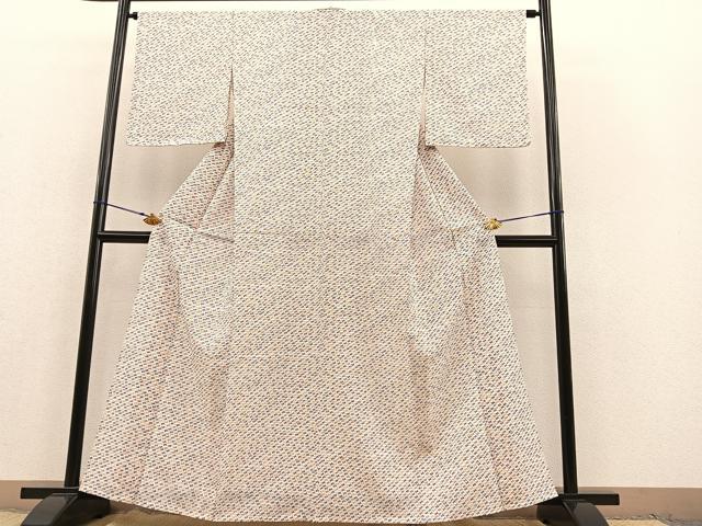 平和屋着物▽小紋　単衣　花つなぎ　洗える着物　未使用　BAAT1161hv