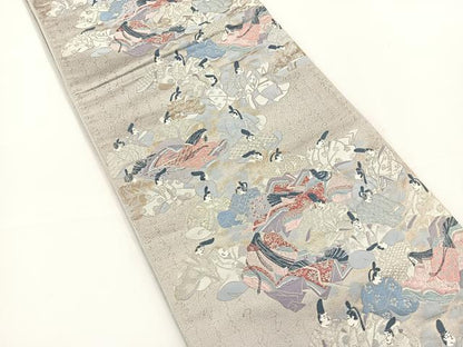 平和屋着物◎六通柄袋帯 歌まくら 金銀糸 正絹 逸品 BAAS2292jr