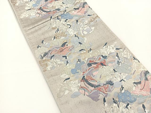 平和屋着物◎六通柄袋帯 歌まくら 金銀糸 正絹 逸品 BAAS2292jr