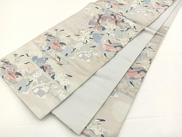 平和屋着物◎六通柄袋帯 歌まくら 金銀糸 正絹 逸品 BAAS2292jr