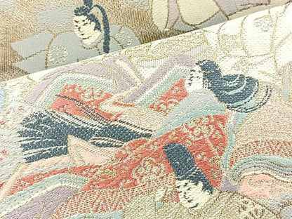 平和屋着物◎六通柄袋帯 歌まくら 金銀糸 正絹 逸品 BAAS2292jr