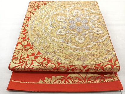 平和屋着物◎六通柄袋帯 正倉院花文 金銀糸 正絹 逸品 BAAT1617xk