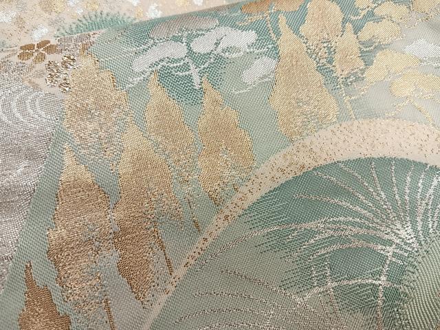 平和屋着物◎西陣 六通柄袋帯 遠山松文 金銀糸 正絹 逸品 BAAT1607xk