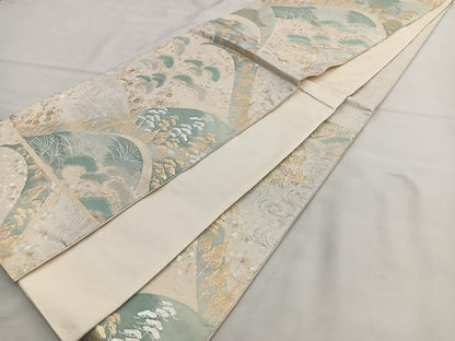 平和屋着物◎西陣 六通柄袋帯 遠山松文 金銀糸 正絹 逸品 BAAT1607xk